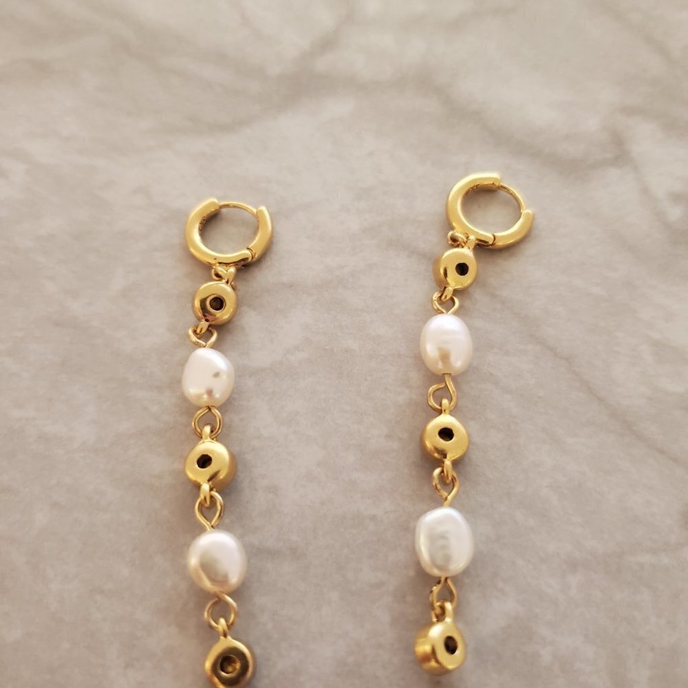 ✨ J.Crew Pearl Rhinestone Crystal Bridal Wedding Formal Drop Dangle Earrings ✨ - Picture 6 of 8